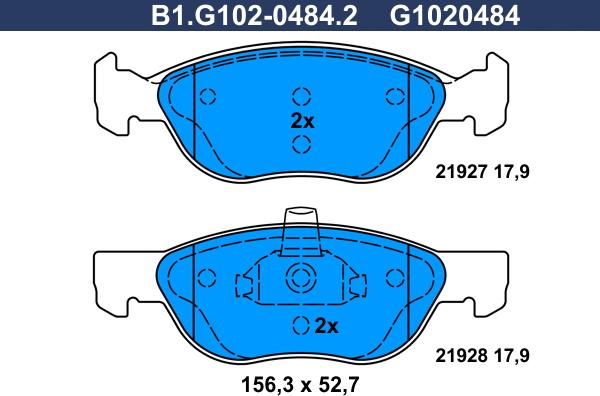 Galfer B1.G102-0484.2 - Kit pastiglie freno, Freno a disco autozon.pro