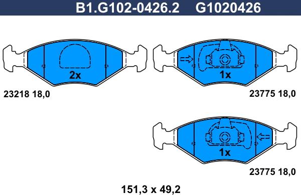 Galfer B1.G102-0426.2 - Kit pastiglie freno, Freno a disco autozon.pro