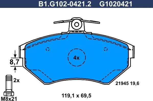 Galfer B1.G102-0421.2 - Kit pastiglie freno, Freno a disco autozon.pro