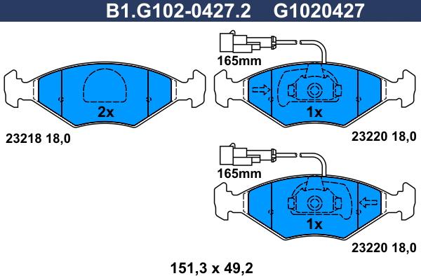 Galfer B1.G102-0427.2 - Kit pastiglie freno, Freno a disco autozon.pro