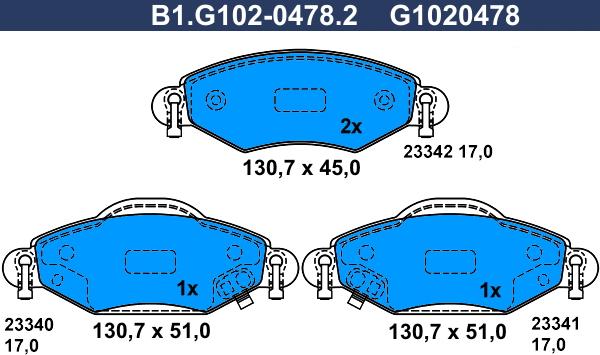 Galfer B1.G102-0478.2 - Kit pastiglie freno, Freno a disco autozon.pro