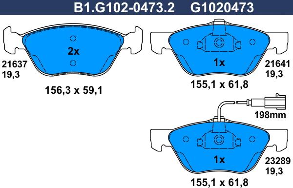 Galfer B1.G102-0473.2 - Kit pastiglie freno, Freno a disco autozon.pro