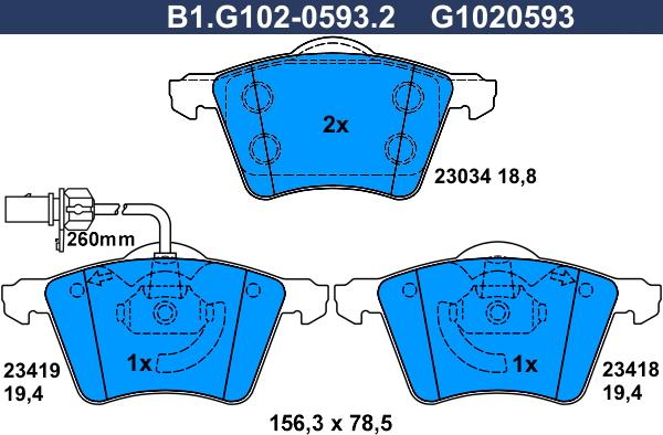 Galfer B1.G102-0593.2 - Kit pastiglie freno, Freno a disco autozon.pro