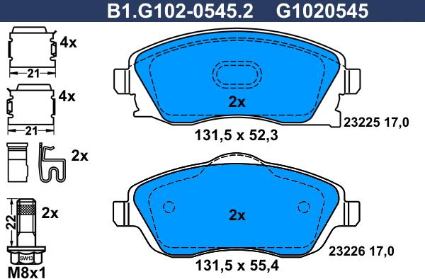 Galfer B1.G102-0545.2 - Kit pastiglie freno, Freno a disco autozon.pro