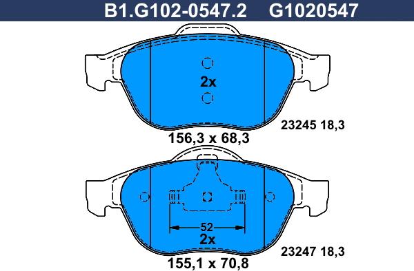 Galfer B1.G102-0547.2 - Kit pastiglie freno, Freno a disco autozon.pro