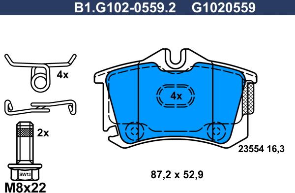 Galfer B1.G102-0559.2 - Kit pastiglie freno, Freno a disco autozon.pro