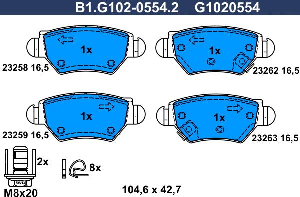 Galfer B1.G102-0554.2 - Kit pastiglie freno, Freno a disco autozon.pro