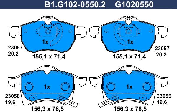 Galfer B1.G102-0550.2 - Kit pastiglie freno, Freno a disco autozon.pro