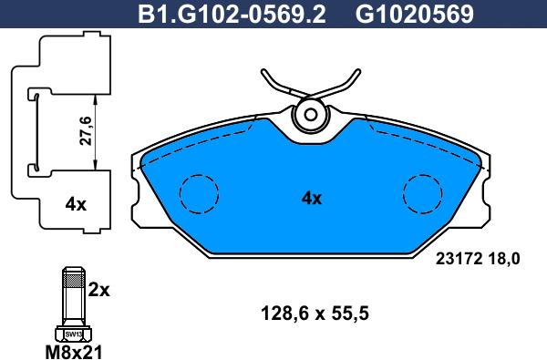 Galfer B1.G102-0569.2 - Kit pastiglie freno, Freno a disco autozon.pro