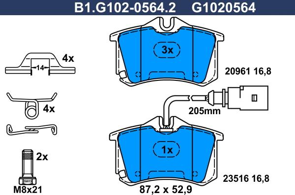 Galfer B1.G102-0564.2 - Kit pastiglie freno, Freno a disco autozon.pro