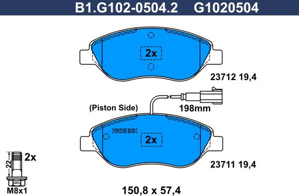 Galfer B1.G102-0504.2 - Kit pastiglie freno, Freno a disco autozon.pro