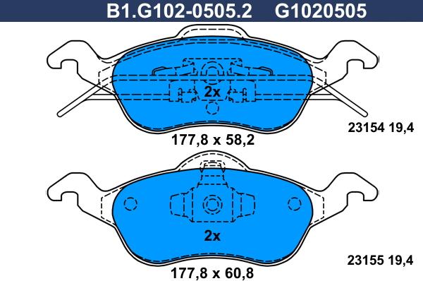 Galfer B1.G102-0505.2 - Kit pastiglie freno, Freno a disco autozon.pro