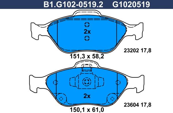 Galfer B1.G102-0519.2 - Kit pastiglie freno, Freno a disco autozon.pro