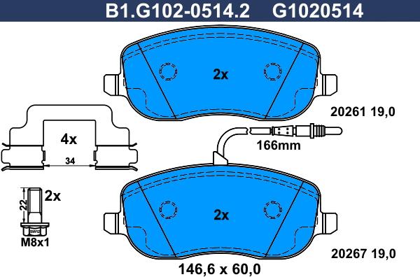 Galfer B1.G102-0514.2 - Kit pastiglie freno, Freno a disco autozon.pro