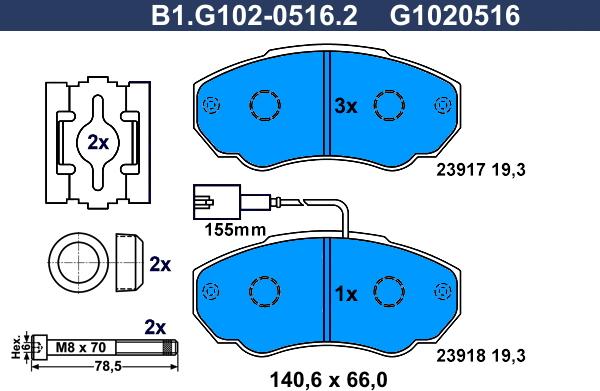 Galfer B1.G102-0516.2 - Kit pastiglie freno, Freno a disco autozon.pro