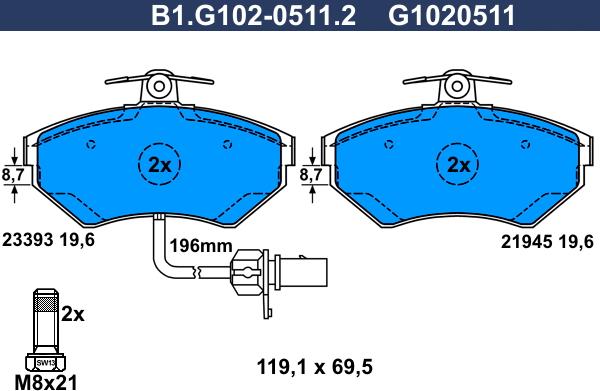 Galfer B1.G102-0511.2 - Kit pastiglie freno, Freno a disco autozon.pro