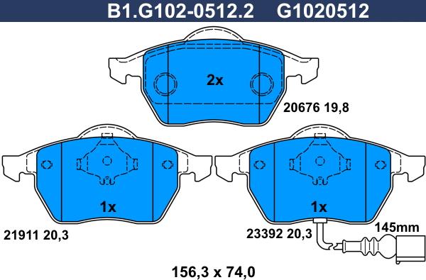 Galfer B1.G102-0512.2 - Kit pastiglie freno, Freno a disco autozon.pro