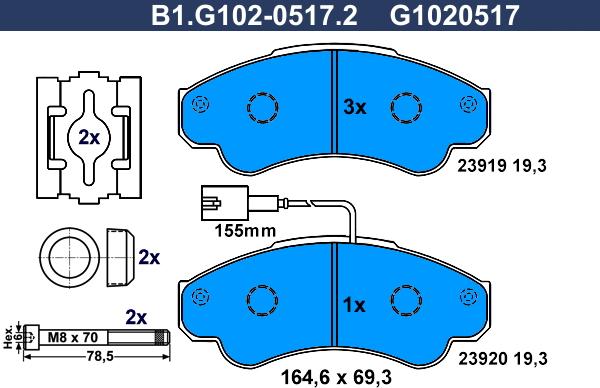 Galfer B1.G102-0517.2 - Kit pastiglie freno, Freno a disco autozon.pro