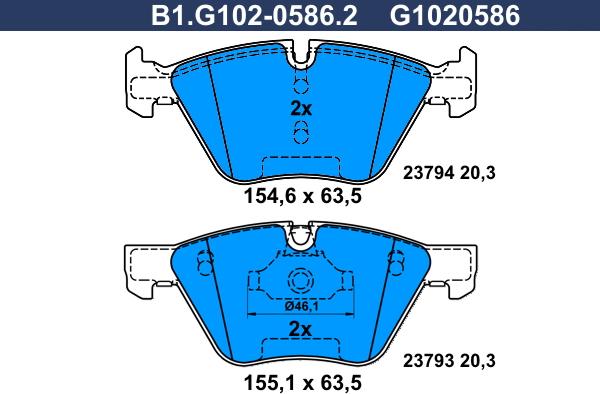 Galfer B1.G102-0586.2 - Kit pastiglie freno, Freno a disco autozon.pro