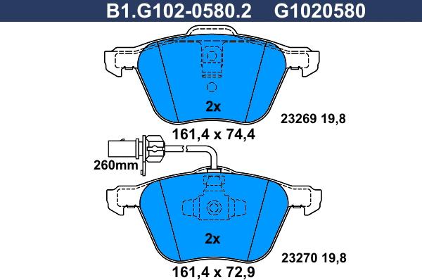 Galfer B1.G102-0580.2 - Kit pastiglie freno, Freno a disco autozon.pro