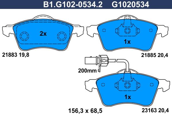 Galfer B1.G102-0534.2 - Kit pastiglie freno, Freno a disco autozon.pro