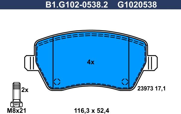 Galfer B1.G102-0538.2 - Kit pastiglie freno, Freno a disco autozon.pro