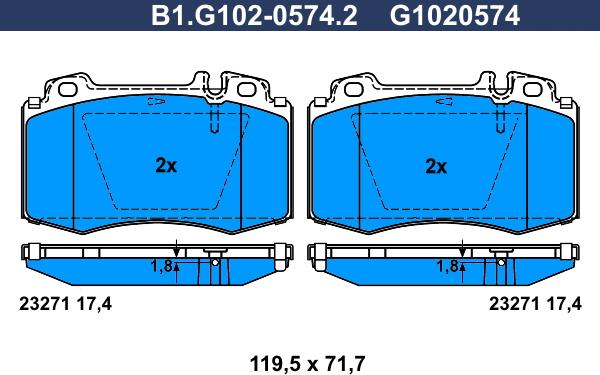 Galfer B1.G102-0574.2 - Kit pastiglie freno, Freno a disco autozon.pro