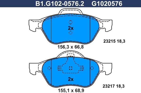 Galfer B1.G102-0576.2 - Kit pastiglie freno, Freno a disco autozon.pro