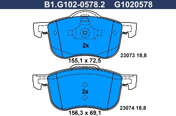 Galfer B1.G102-0578.2 - Kit pastiglie freno, Freno a disco autozon.pro