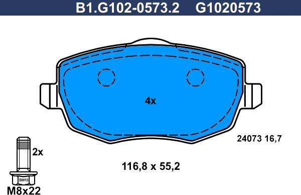 Galfer B1.G102-0573.2 - Kit pastiglie freno, Freno a disco autozon.pro