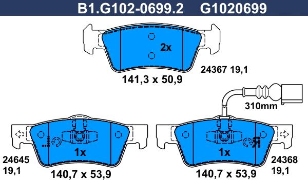 Galfer B1.G102-0699.2 - Kit pastiglie freno, Freno a disco autozon.pro