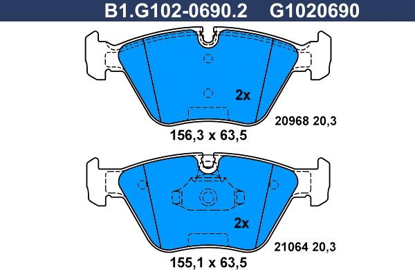 Galfer B1.G102-0690.2 - Kit pastiglie freno, Freno a disco autozon.pro