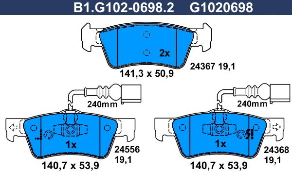 Galfer B1.G102-0698.2 - Kit pastiglie freno, Freno a disco autozon.pro