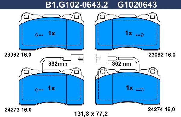 Galfer B1.G102-0643.2 - Kit pastiglie freno, Freno a disco autozon.pro