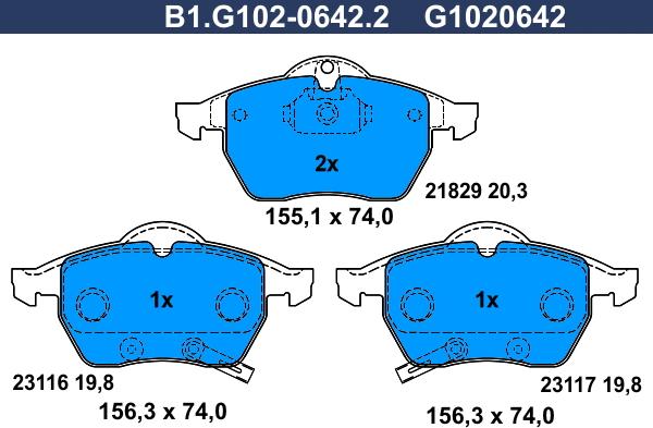 Galfer B1.G102-0642.2 - Kit pastiglie freno, Freno a disco autozon.pro