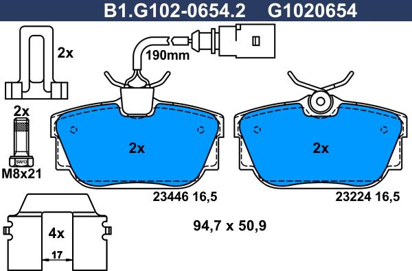 Galfer B1.G102-0654.2 - Kit pastiglie freno, Freno a disco autozon.pro