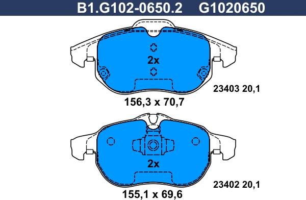 Galfer B1.G102-0650.2 - Kit pastiglie freno, Freno a disco autozon.pro