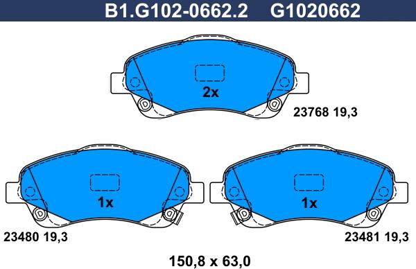 Galfer B1.G102-0662.2 - Kit pastiglie freno, Freno a disco autozon.pro