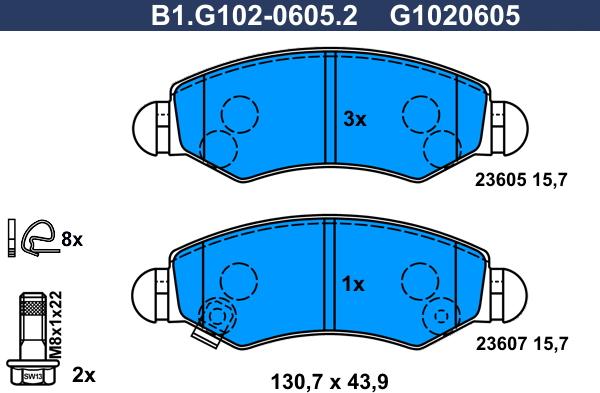 Galfer B1.G102-0605.2 - Kit pastiglie freno, Freno a disco autozon.pro