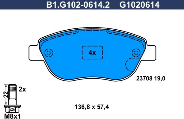 Galfer B1.G102-0614.2 - Kit pastiglie freno, Freno a disco autozon.pro