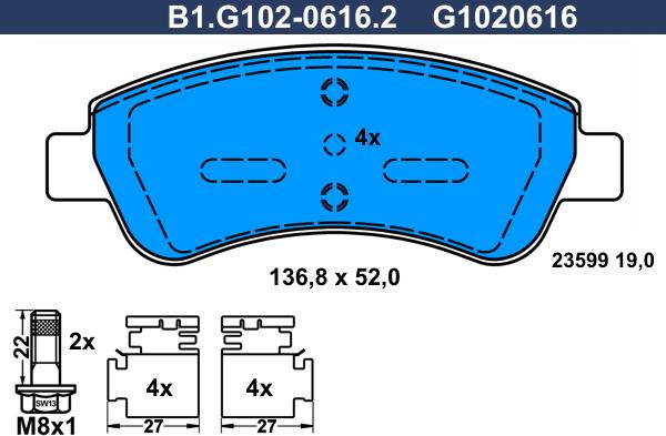 Galfer B1.G102-0616.2 - Kit pastiglie freno, Freno a disco autozon.pro