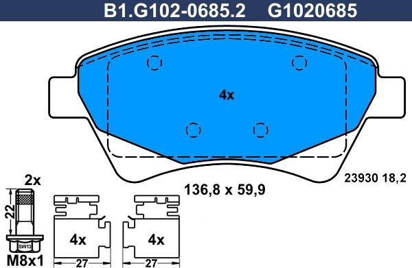 Galfer B1.G102-0685.2 - Kit pastiglie freno, Freno a disco autozon.pro