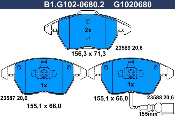 Galfer B1.G102-0680.2 - Kit pastiglie freno, Freno a disco autozon.pro