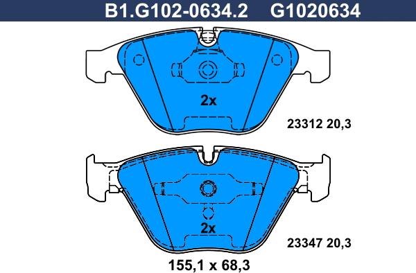 Galfer B1.G102-0634.2 - Kit pastiglie freno, Freno a disco autozon.pro