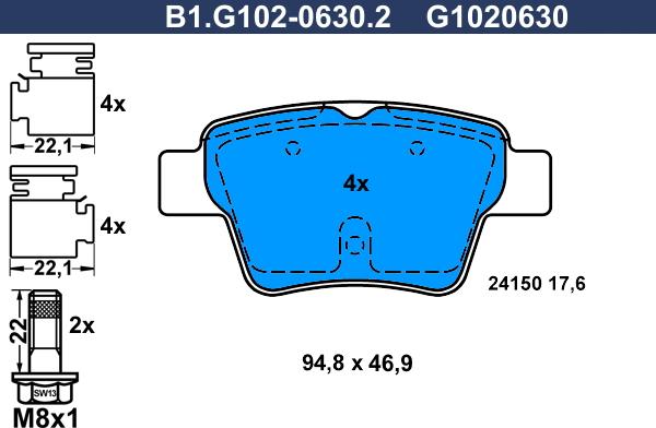 Galfer B1.G102-0630.2 - Kit pastiglie freno, Freno a disco autozon.pro