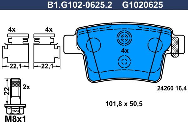 Galfer B1.G102-0625.2 - Kit pastiglie freno, Freno a disco autozon.pro