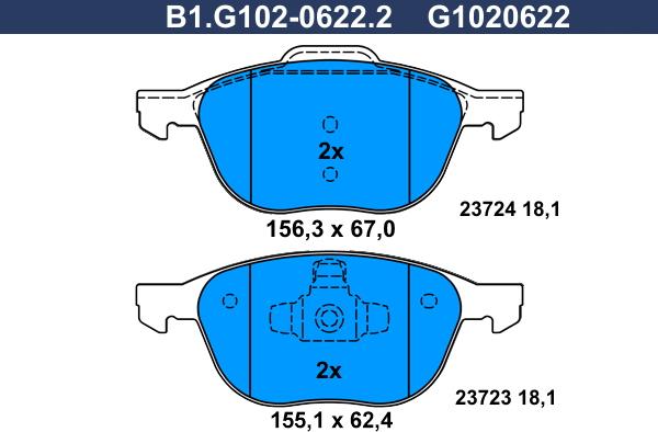 Galfer B1.G102-0622.2 - Kit pastiglie freno, Freno a disco autozon.pro