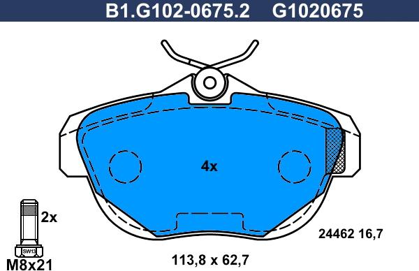 Galfer B1.G102-0675.2 - Kit pastiglie freno, Freno a disco autozon.pro