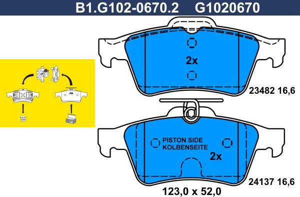 Galfer B1.G102-0670.2 - Kit pastiglie freno, Freno a disco autozon.pro