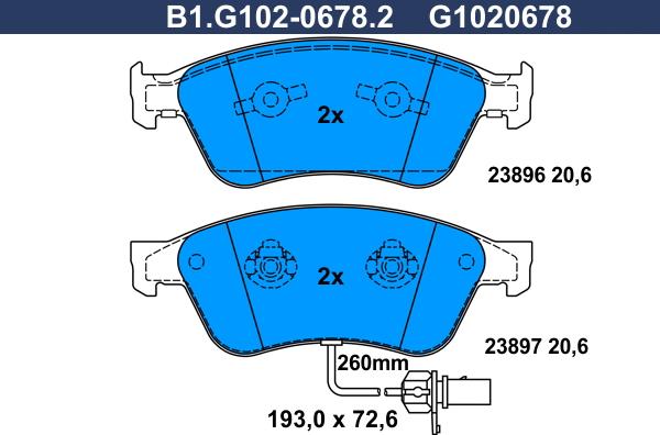 Galfer B1.G102-0678.2 - Kit pastiglie freno, Freno a disco autozon.pro